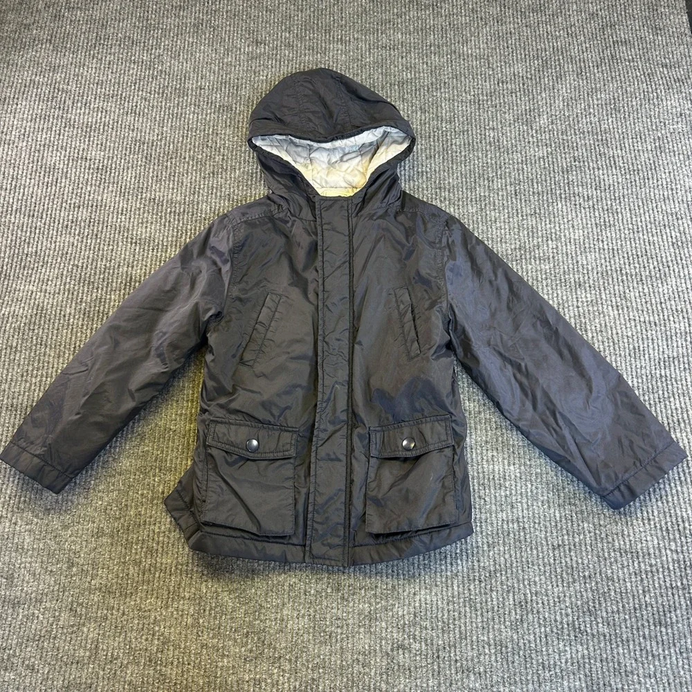 Gymboree Boys Navy Blue Hooded Field Jacket Quilted Lining Size M 7-8 140126287